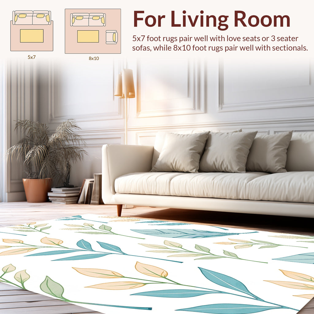 Botanical Branch Pattern With Soft Hues Rug