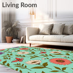 Charming Butterflies Floral Pattern Rug