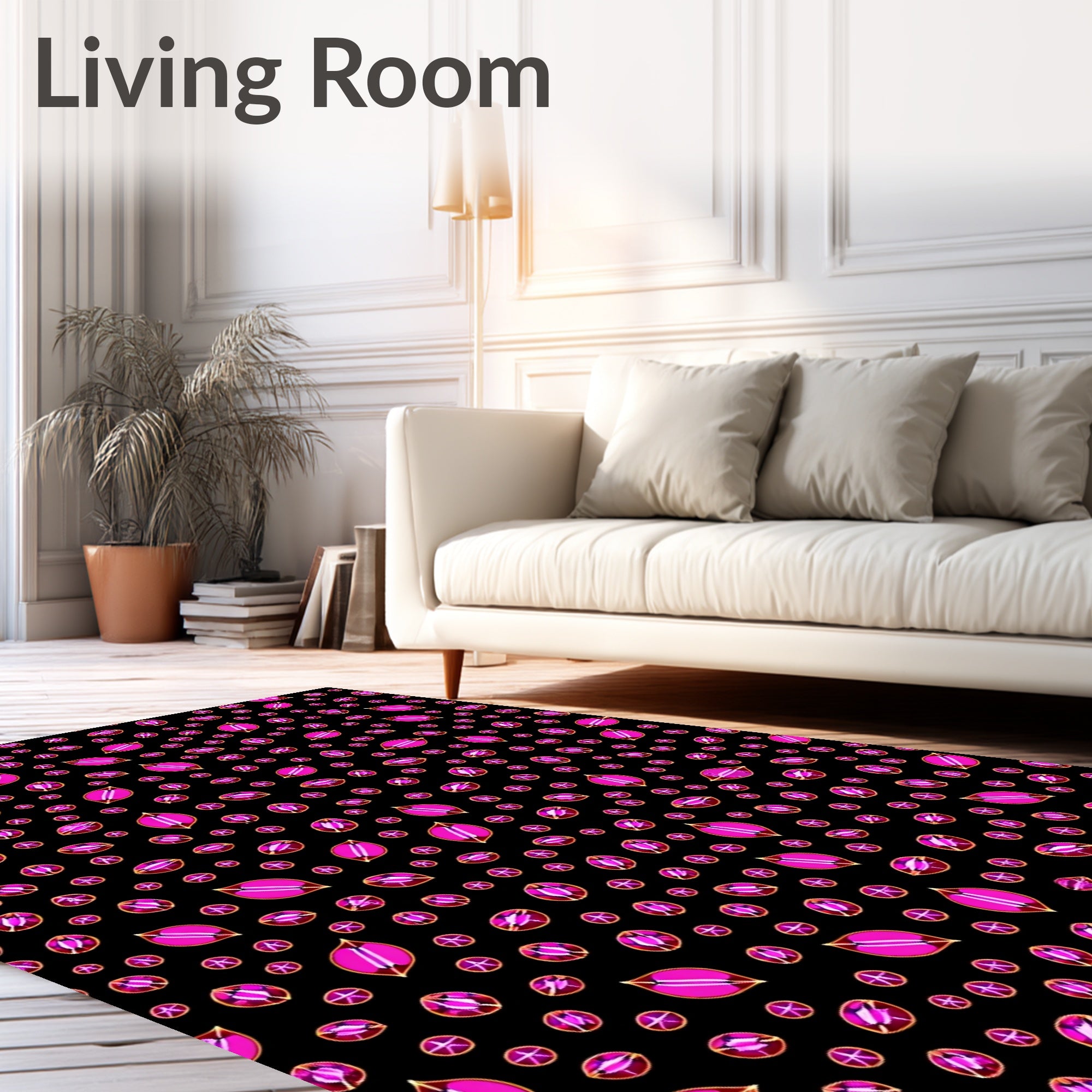 Pink Gemstone Pattern Print Rug