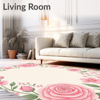 Pastel Pink Floral Vines Rug