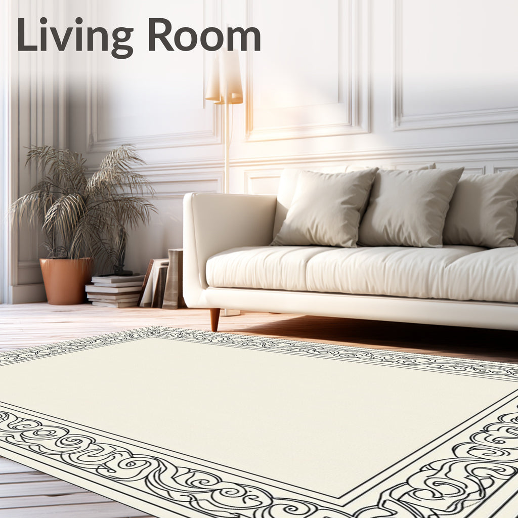 Ornate Scrollwork Elegant Art Deco Rug