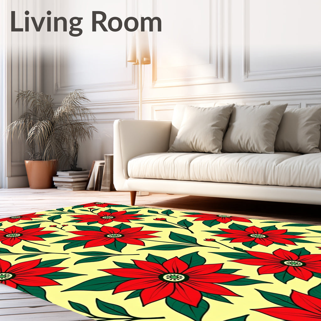 Floral Red And Green Pattern Rug