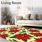 Floral Red And Green Pattern Rug