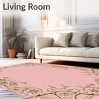 Art Nouveau Pink Floral Swirls Rug