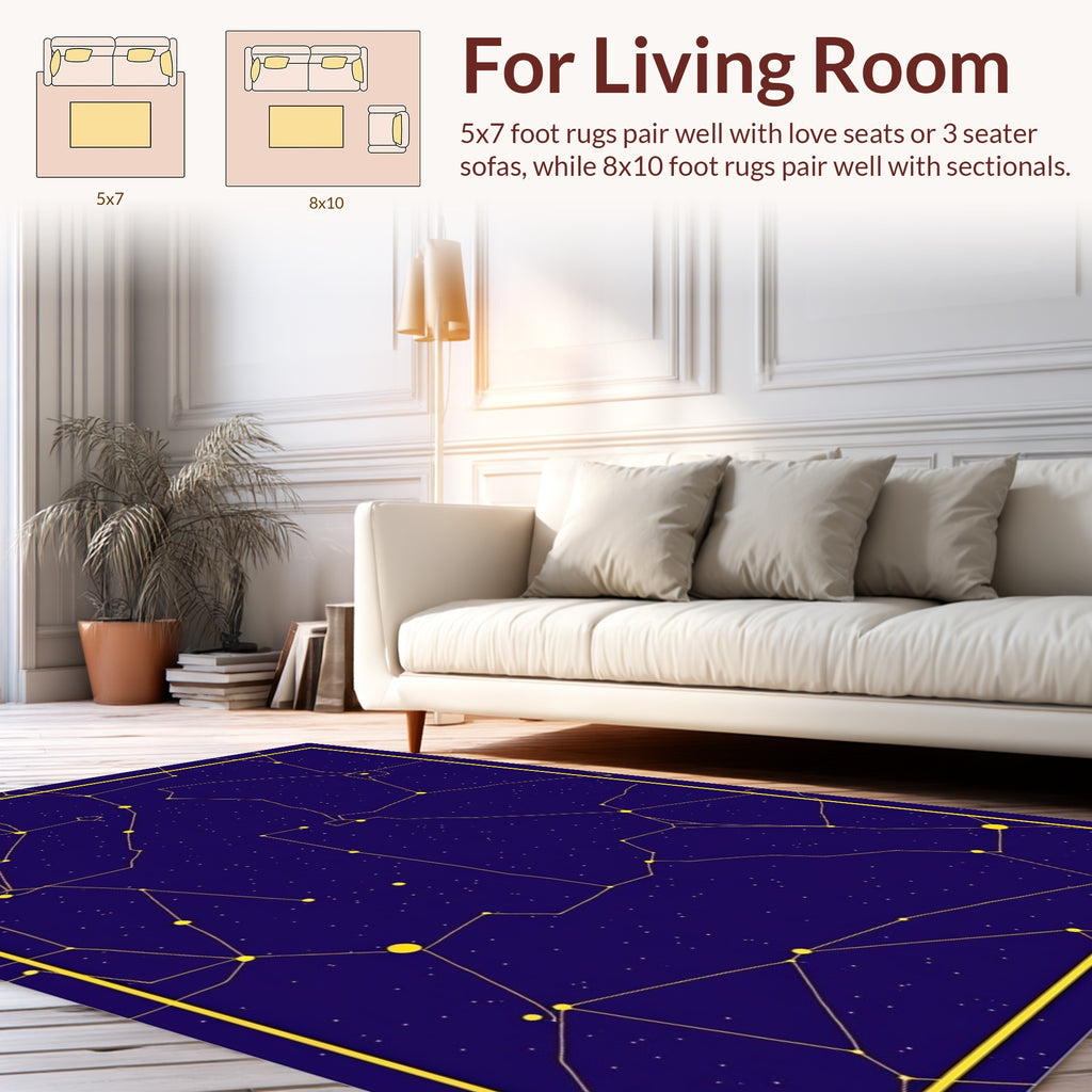 Celestial Constellation Yellow Geometric Design Rug