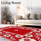 Floral Border Pattern Artwork Rug