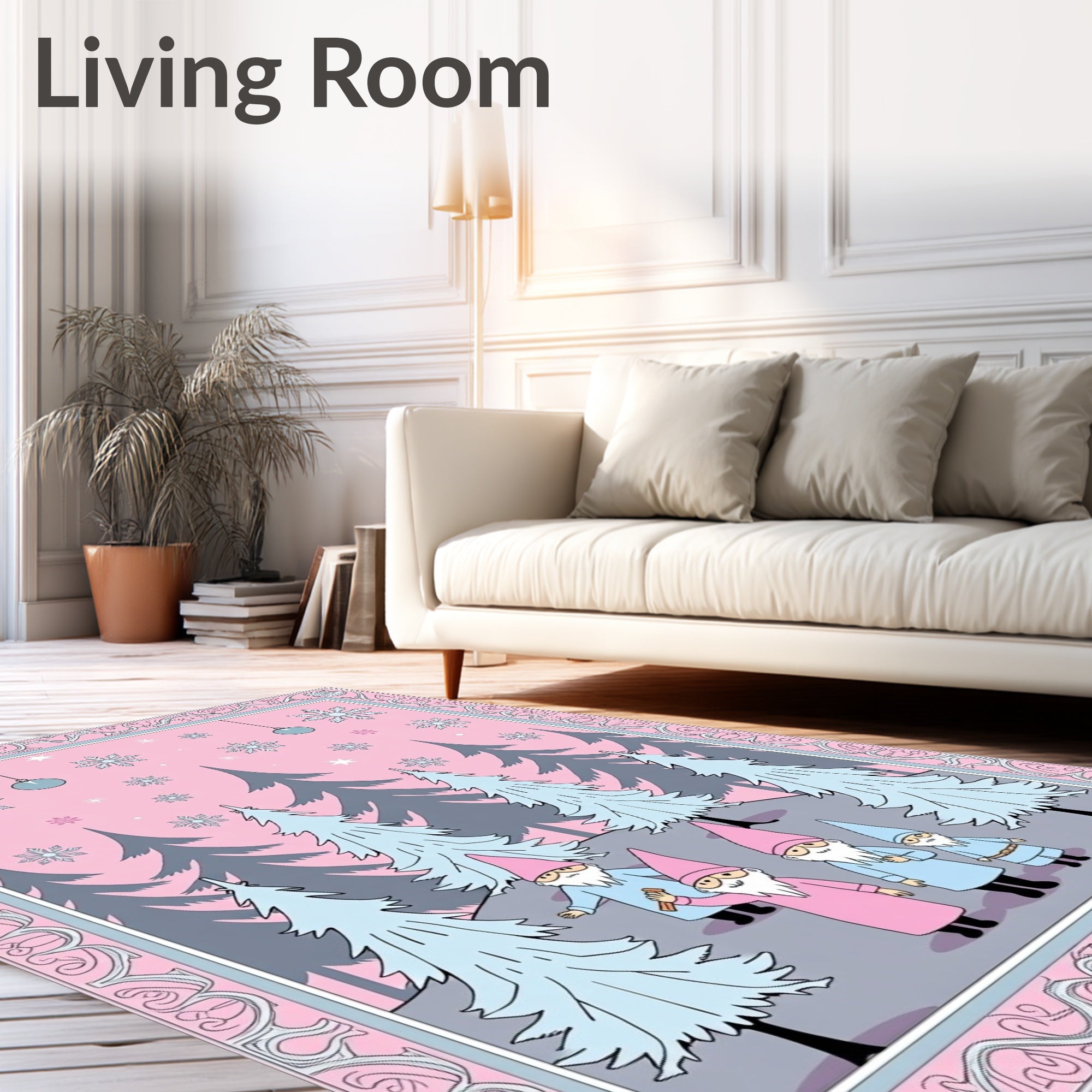 Whimsical Gnomes Forest Pattern Rug