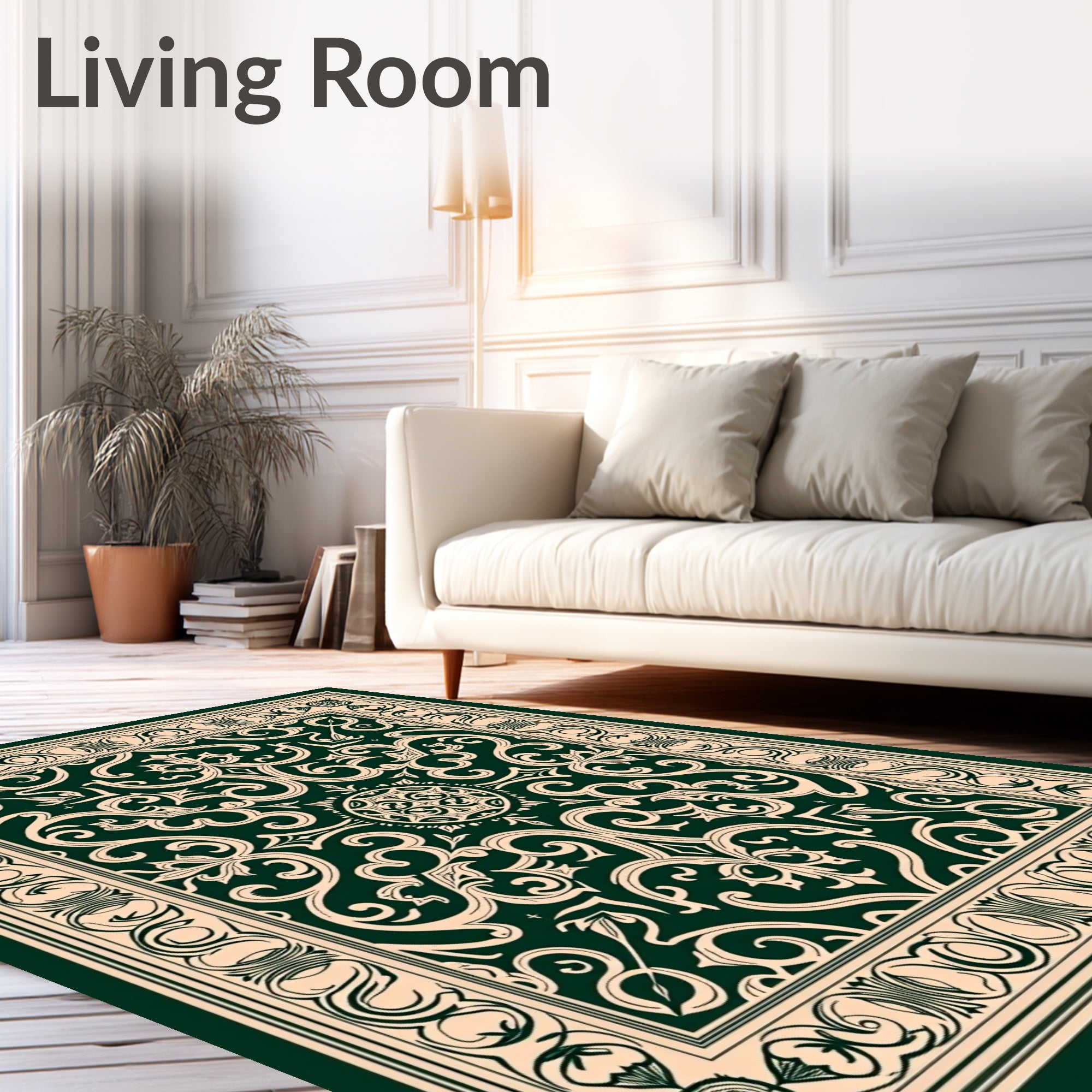 Ornate Scrollwork Geometric Ornament Design Rug
