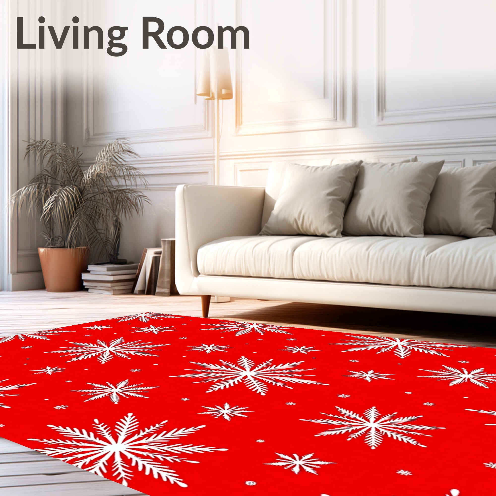 Classic White Snowflake Festive Pattern Rug