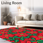 Bold Red Floral Pattern Rug