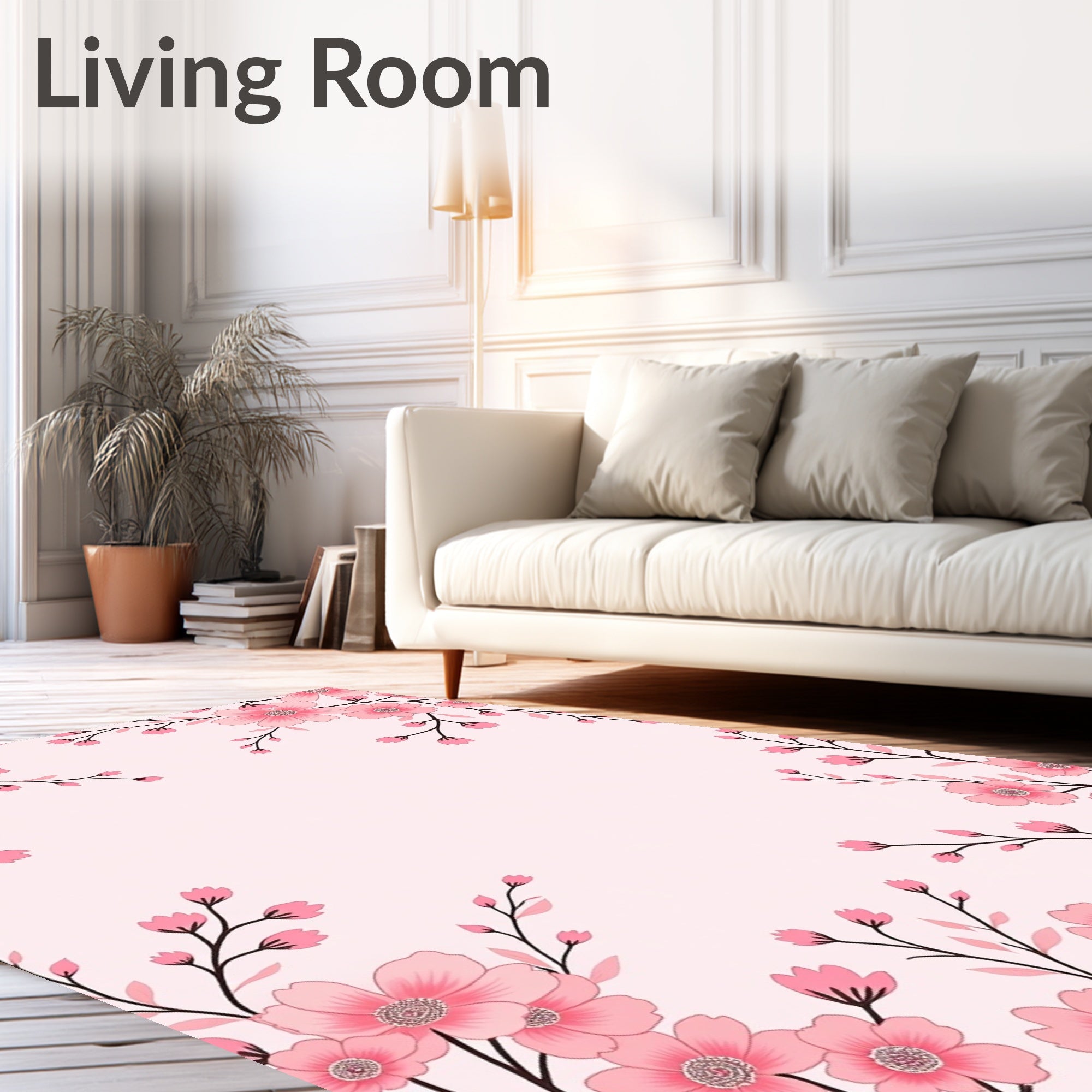 Pink Blossom Branch Art Rug