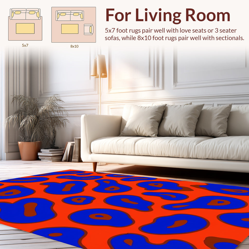 Bold Blue Animal Print Pattern Rug