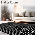 Modern Geometric Black White Art Deco Design Rug