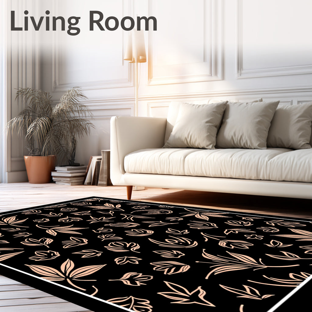 Botanical Sketchy Outline Warm Tones Rug