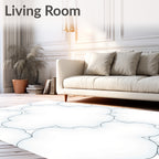 White Cloud Pattern Abstract Design Rug