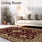 Regal Golden Floral Vine Pattern Rug