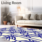 Blue Interlocking Vine Geometric Pattern Rug