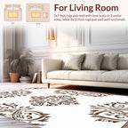 Intricate Brown Floral Damask Pattern Rug