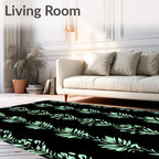 Light Green Botanical Vertical Stripe Rug