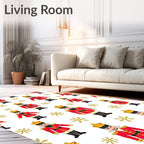 Nutcracker Soldiers Gold Snowflake Pattern Rug