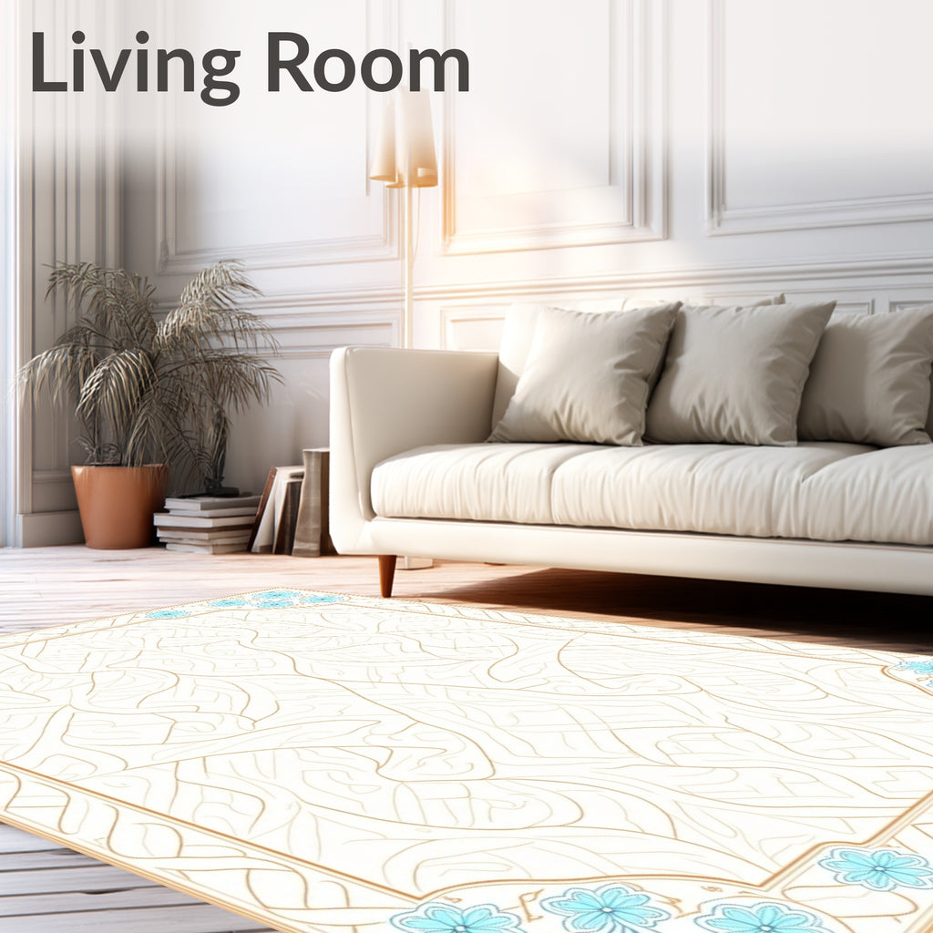 Art Nouveau Floral Golden Cream Rug