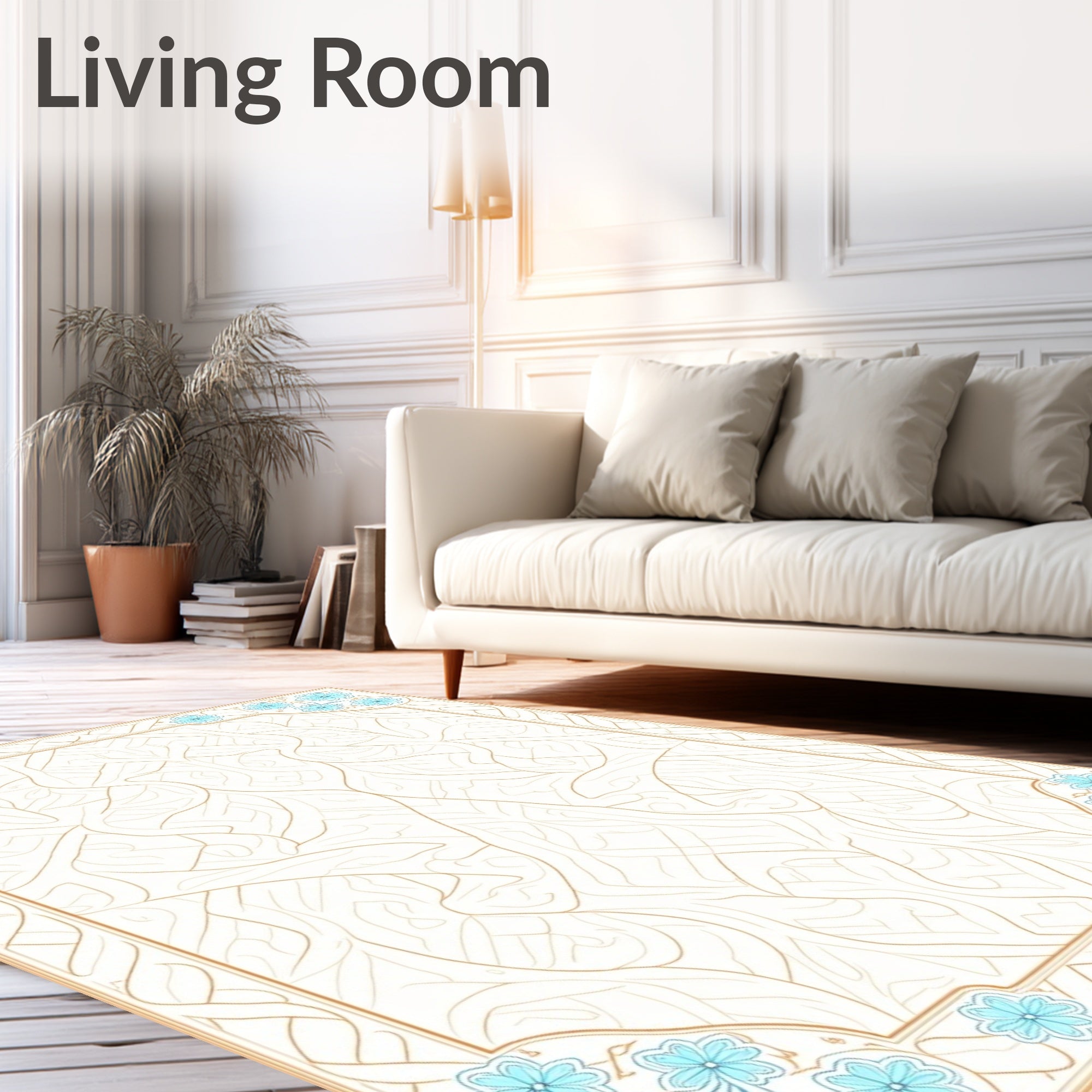 Art Nouveau Floral Golden Cream Rug