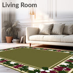 Ornate Floral Garland Border Design Rug