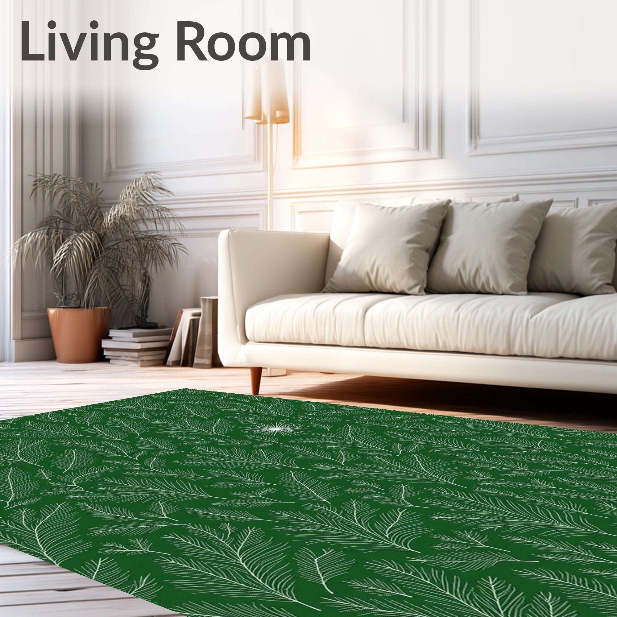Outline Evergreen Branch Pattern Rug