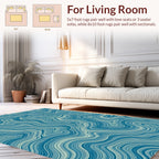 Blue Wavy Veined Abstract Pattern Rug