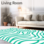 Teal Wave Pattern Abstract Rug