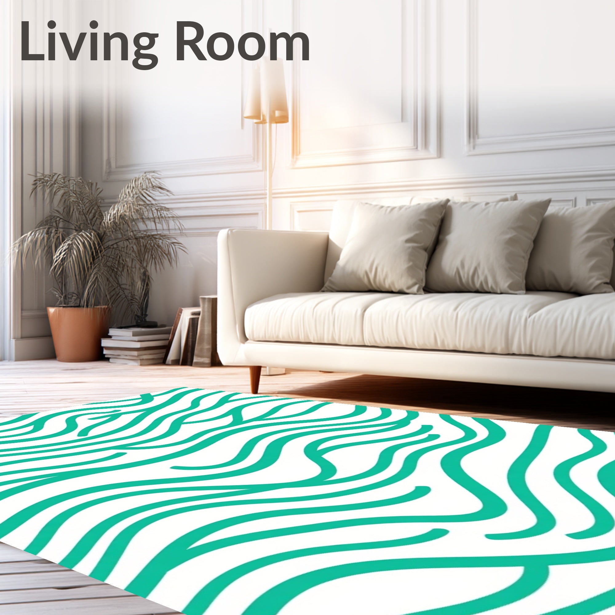 Teal Wave Pattern Abstract Rug