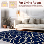Navy Swirling Abstract Rope Pattern Rug