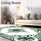 Ornate Green Floral Filigree Rug