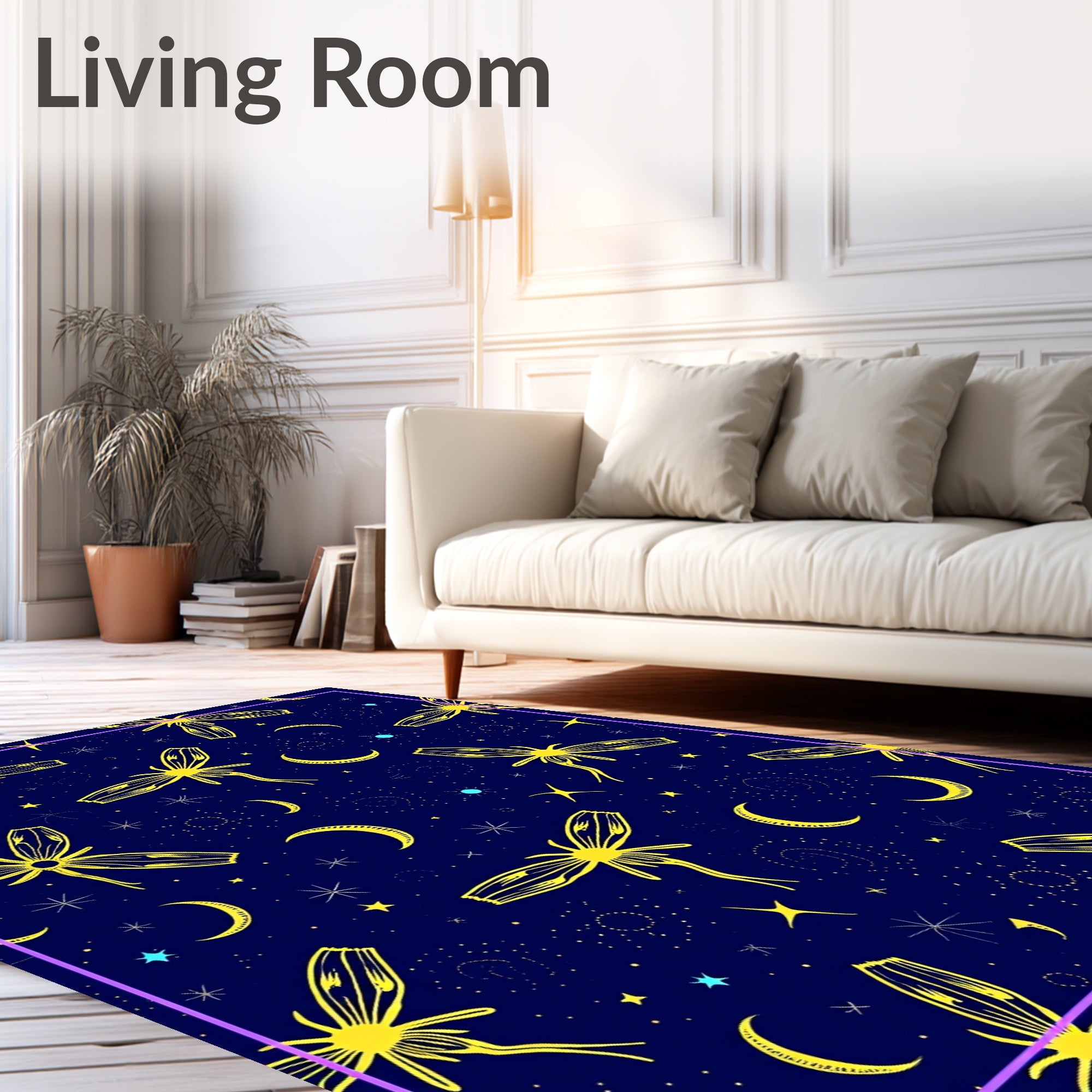 Yellow Insect Starry Sky Pattern Rug