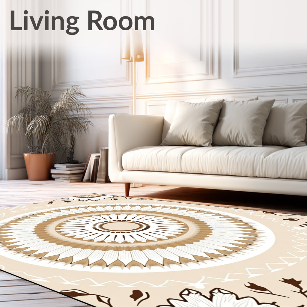 Tuscan Sunburst Mandala Pattern Rug