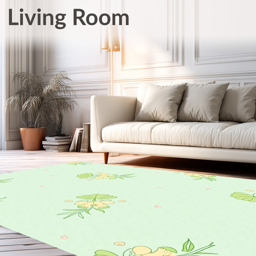 Sweet Pastel Floral Botanical Design Rug