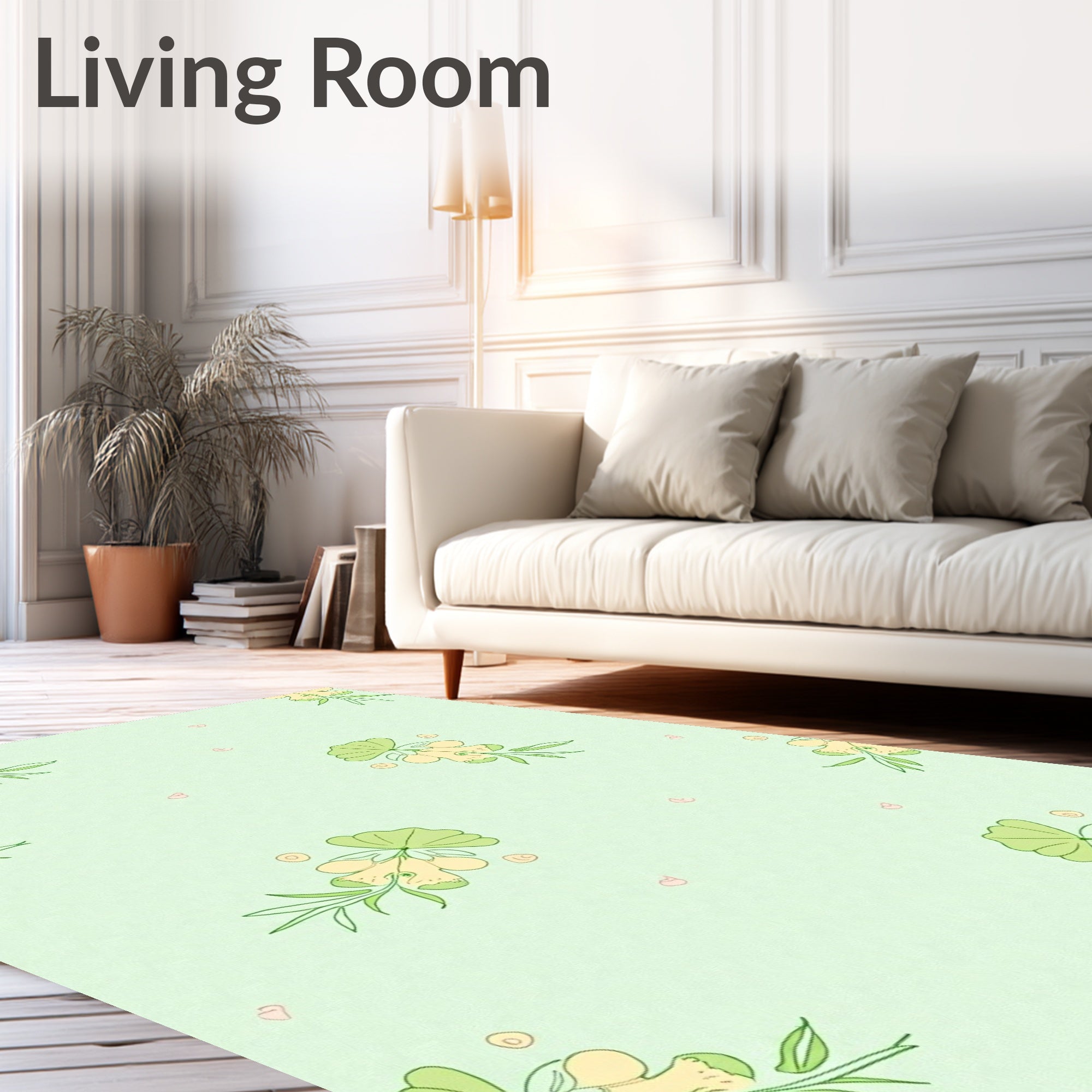 Sweet Pastel Floral Botanical Design Rug