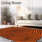 Orange Black Concentric Waves Rug