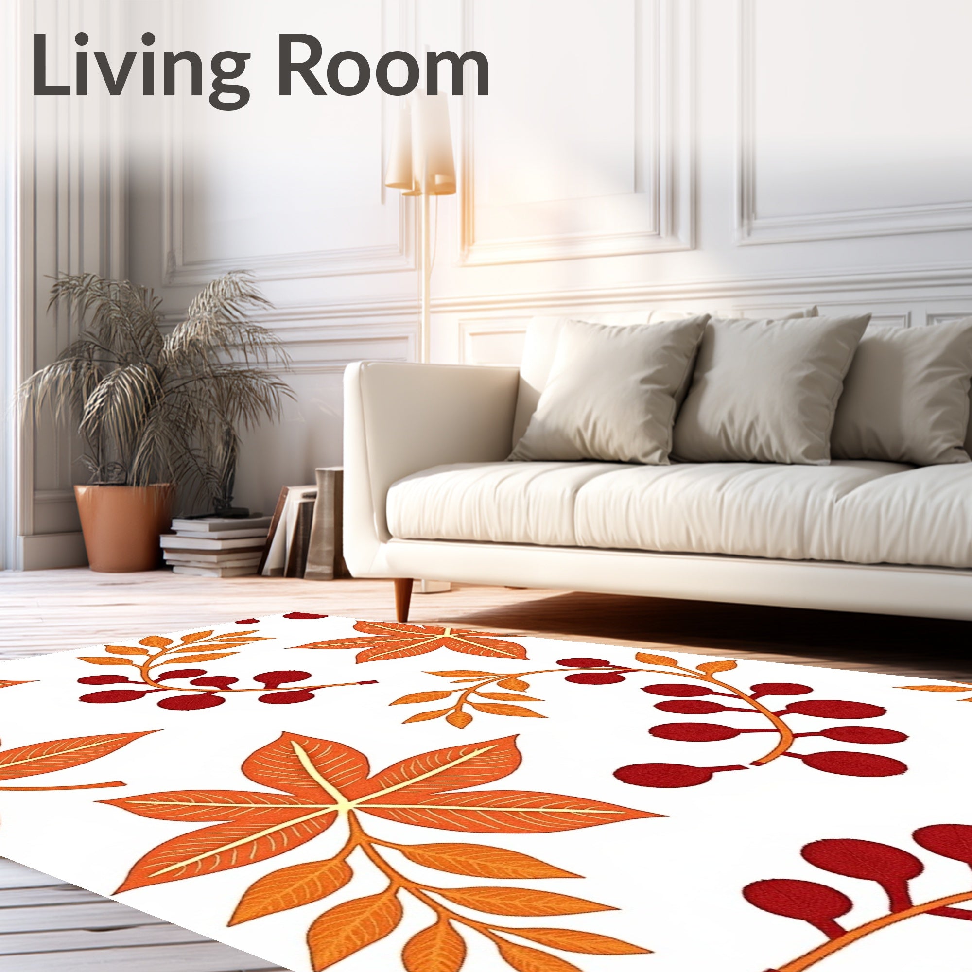 Autumn Leaves and Berries Pattern Rug