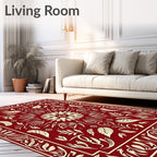Rich Red Floral Motif Rug