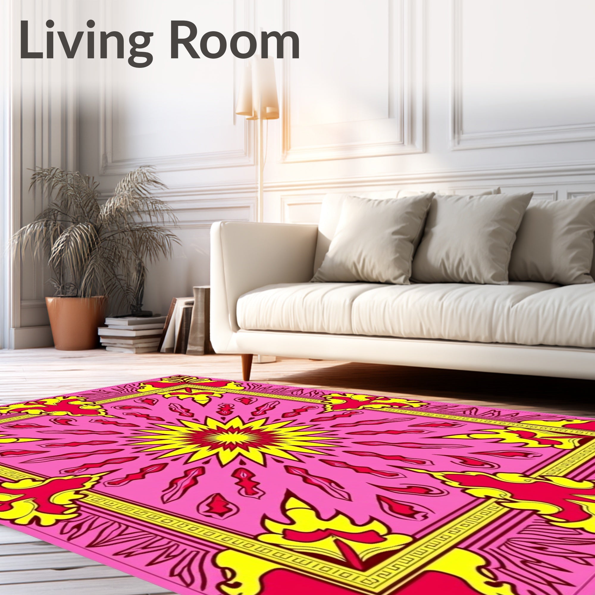 Vibrant Sunburst Floral Mandala Rug