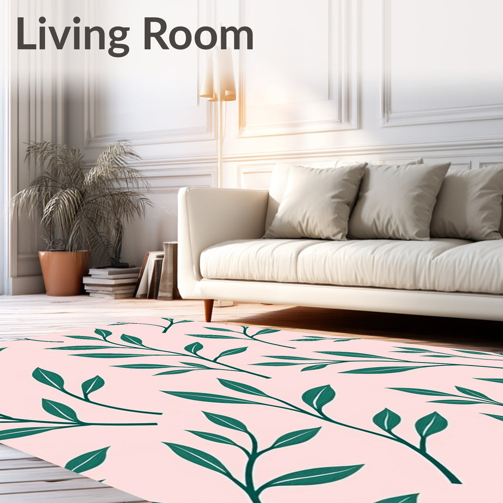 Green Leaf Botanical Pattern Rug