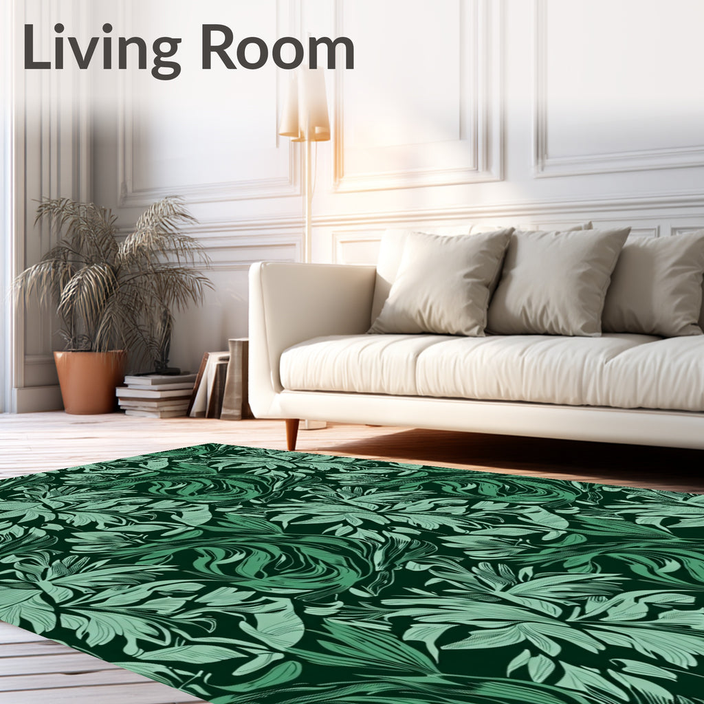 Tropical Green Floral Abstract Pattern Rug