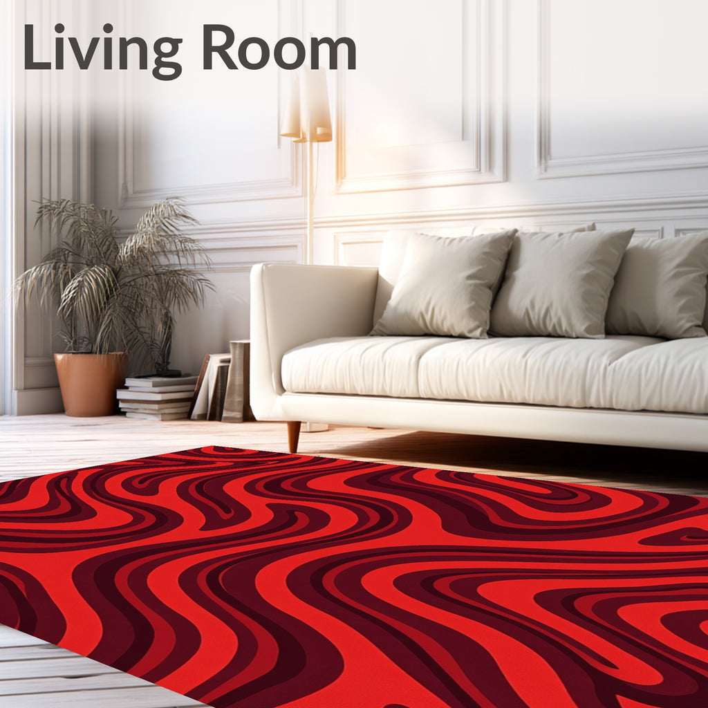 Crimson Swirl Marble Pattern Rug