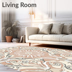 Pale Nude Floral Outline Mandala Design Rug