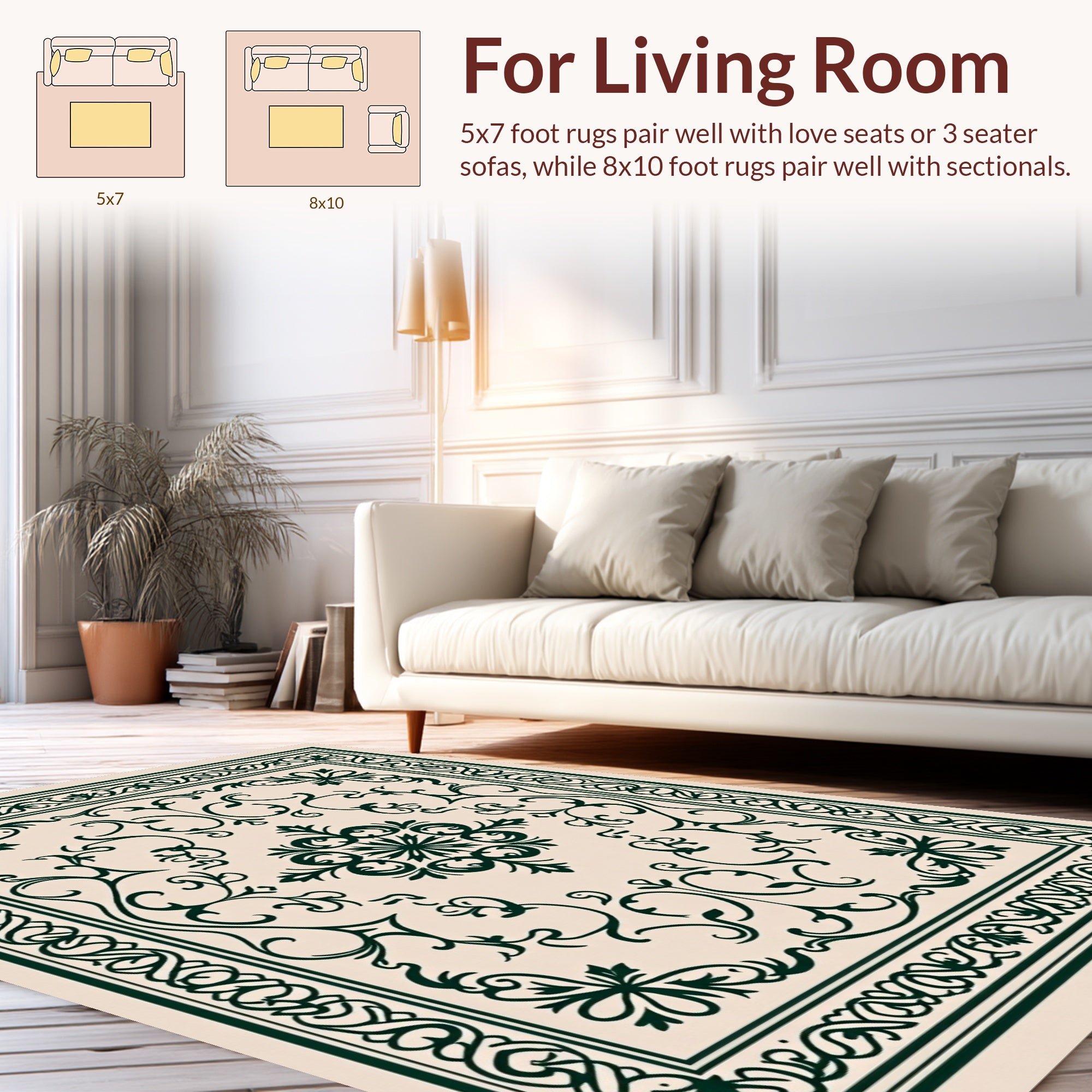 Ornate Floral Scrollwork Pattern Rug