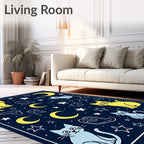 Whimsical Cat Moon Patterned Rug