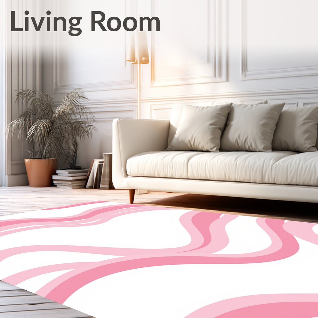 Soft Pink Wavy Stripes Design Rug