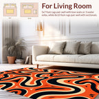 Retro Orange Black Swirls Design Rug