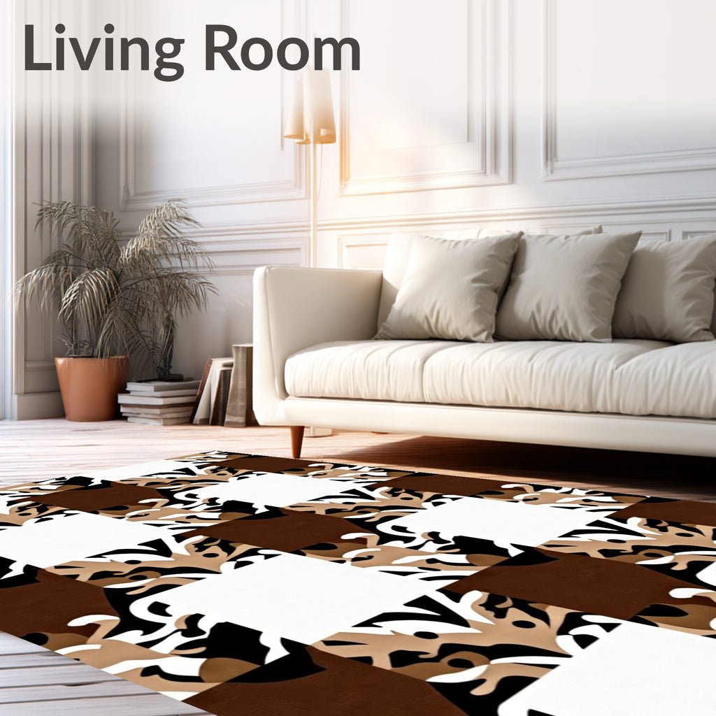 Checkerboard Abstract Organic Flow Rug